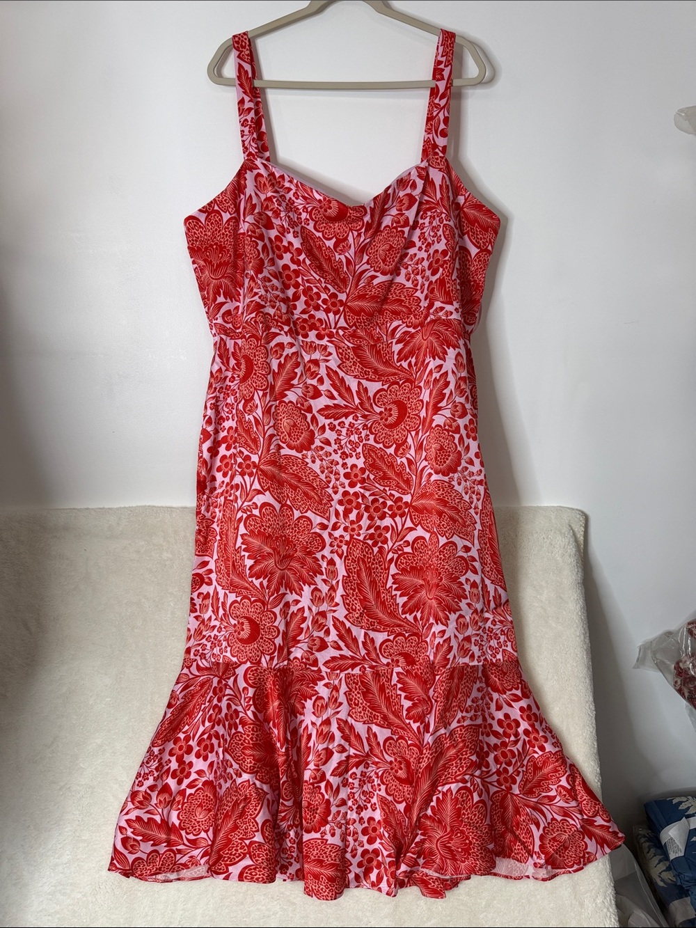 J Crew Collection fitted luster crepe flare-hem dress in coral floral print NWT